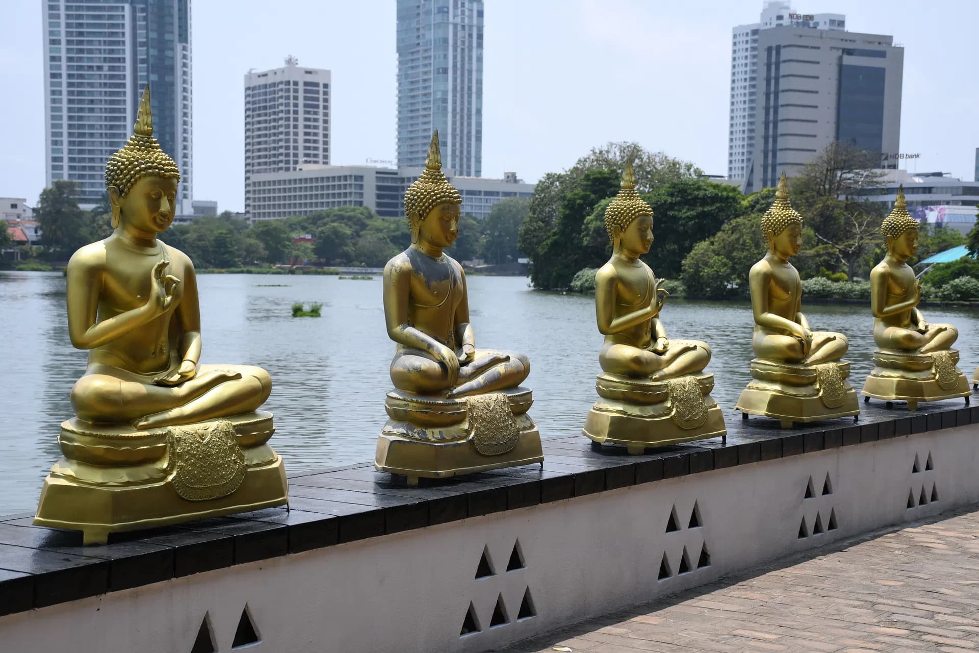Golden Buddha statues at Gangaramaya Temple