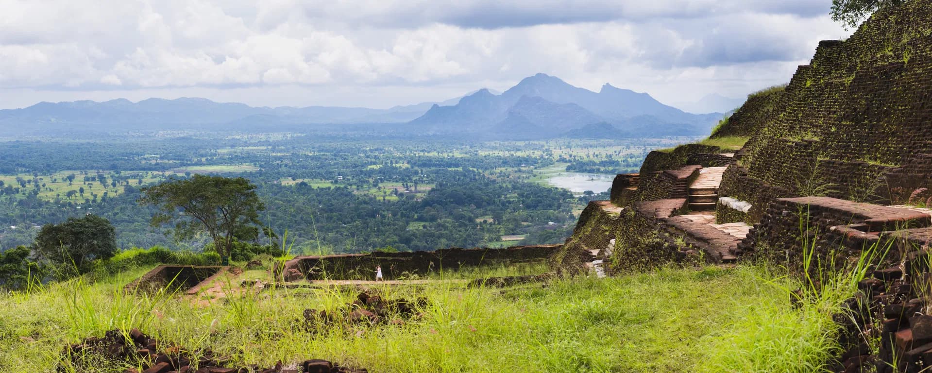 Sigiriya rock ruins overlooking the valley