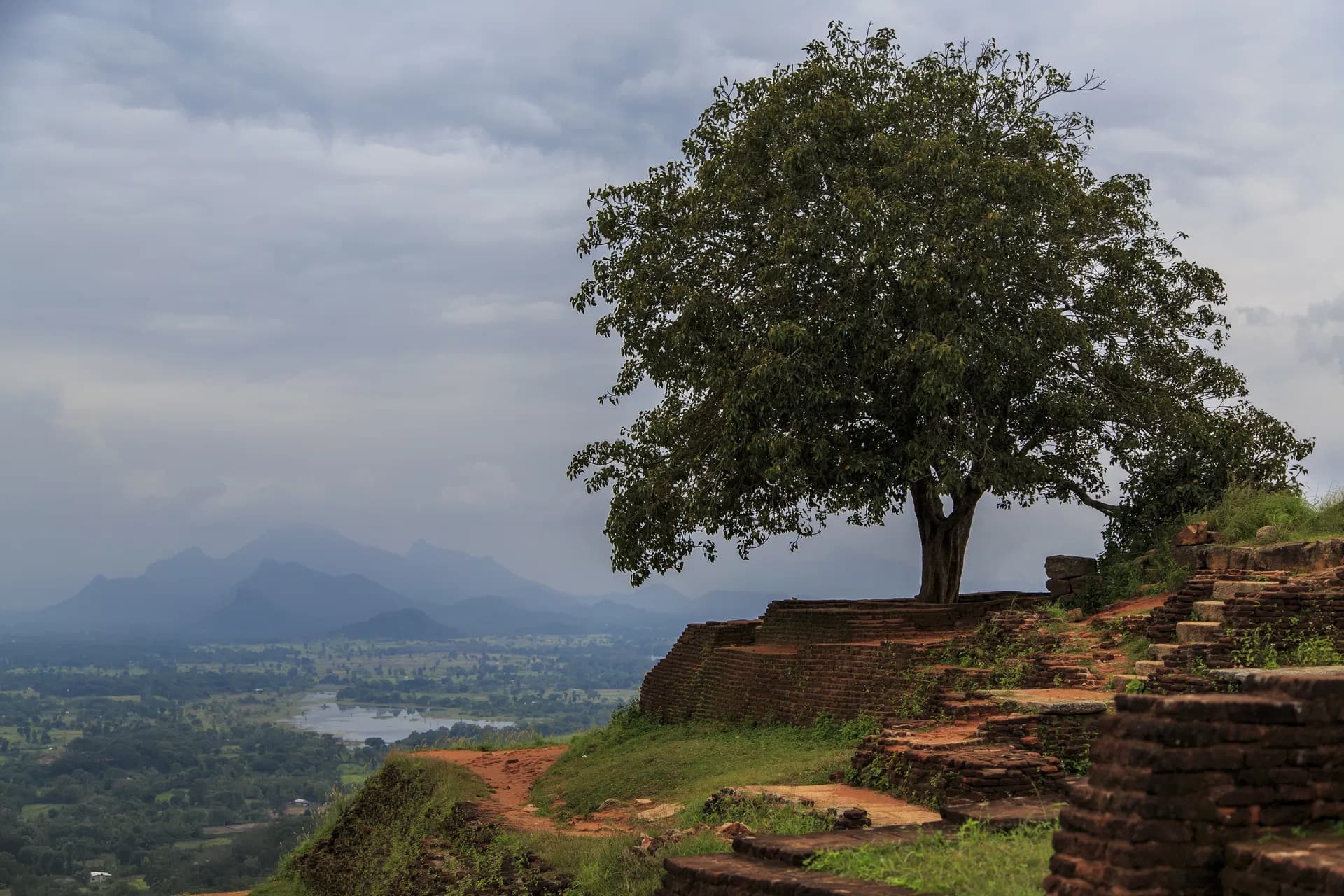 Sigiriya Rock reflected in a flooded plain