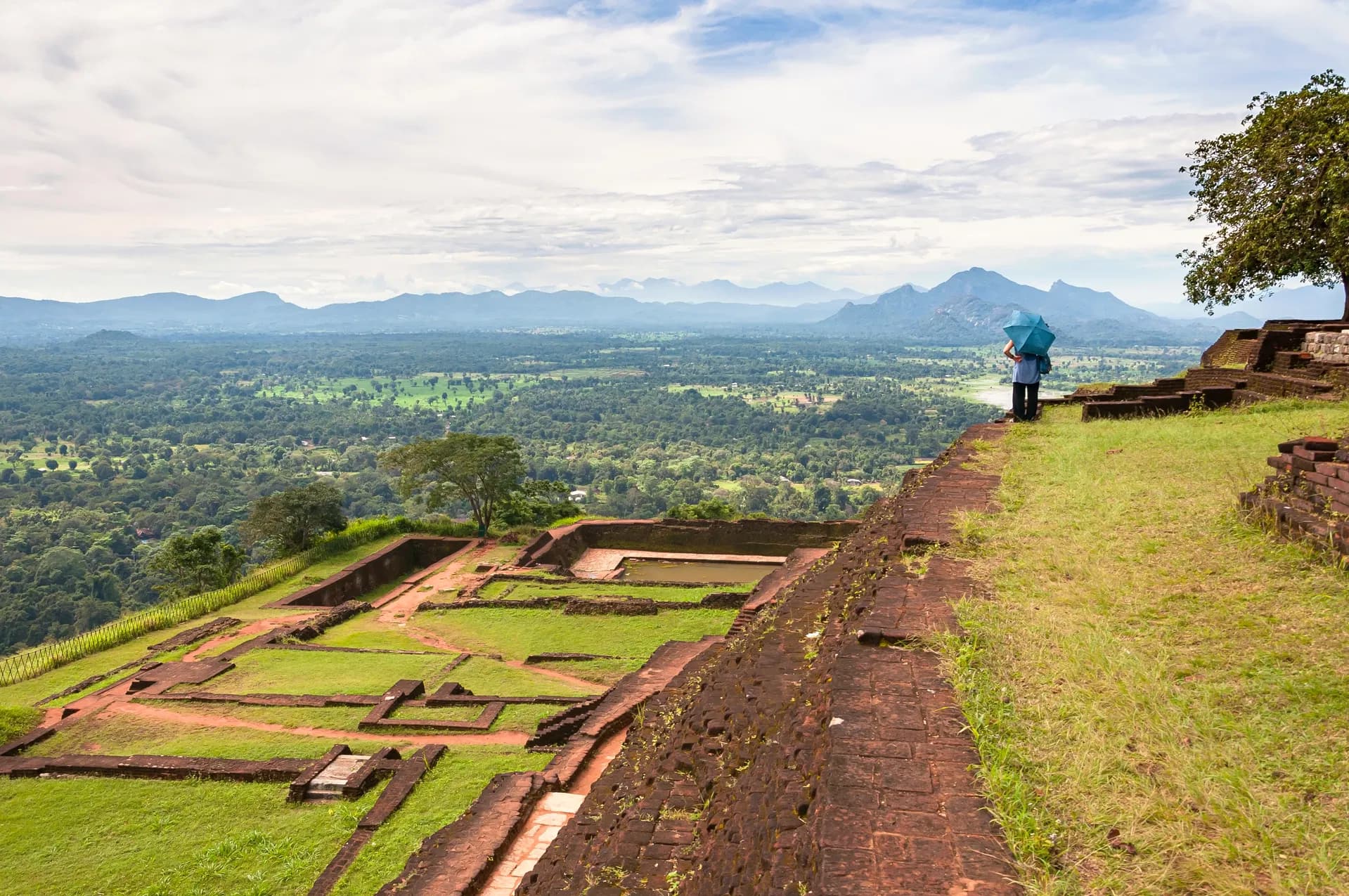 Tourists admiring the view from Sigiriya Rock